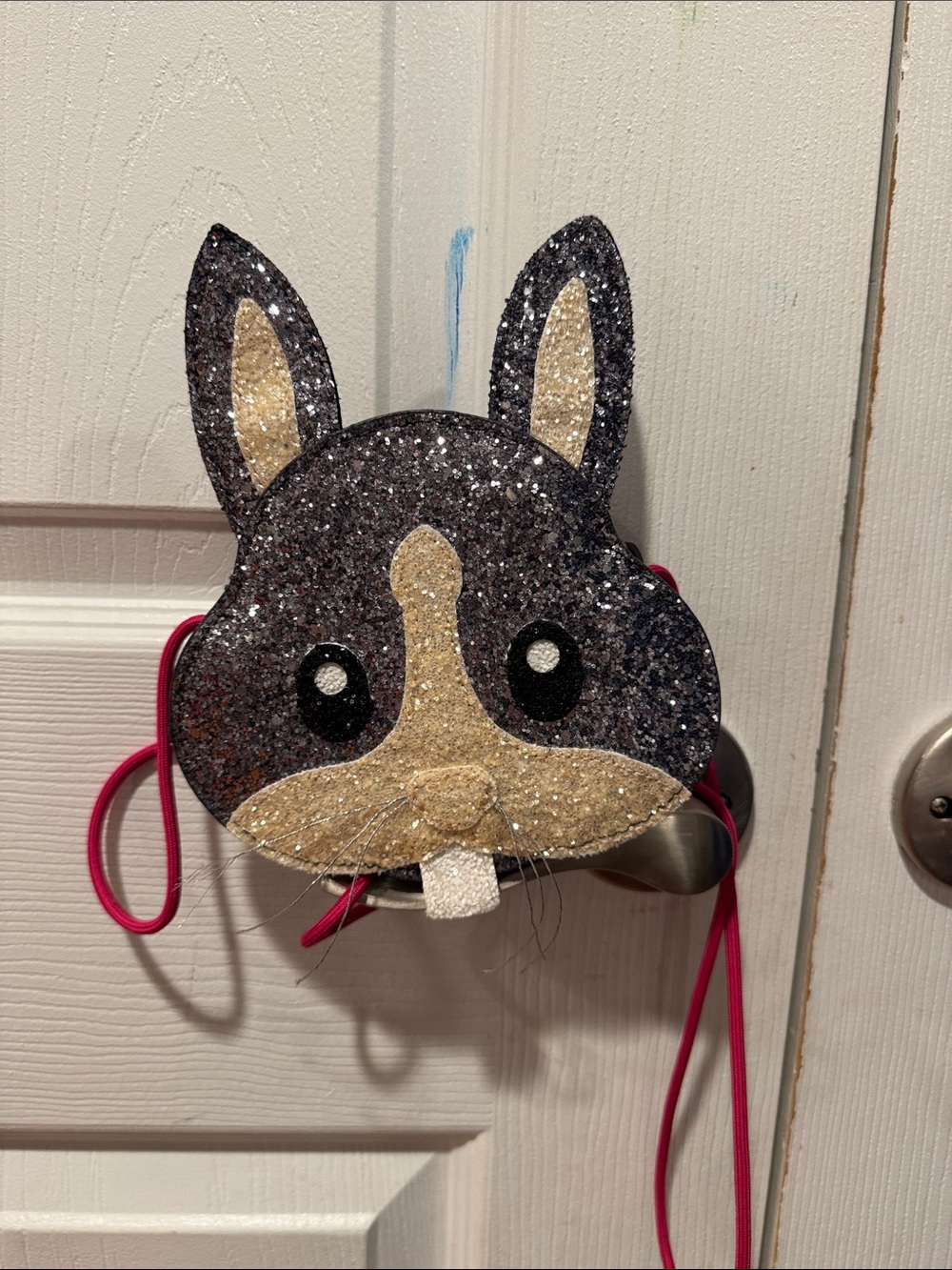 Crew cuts kids Glitter Bunny Crossbody Bag - gray color